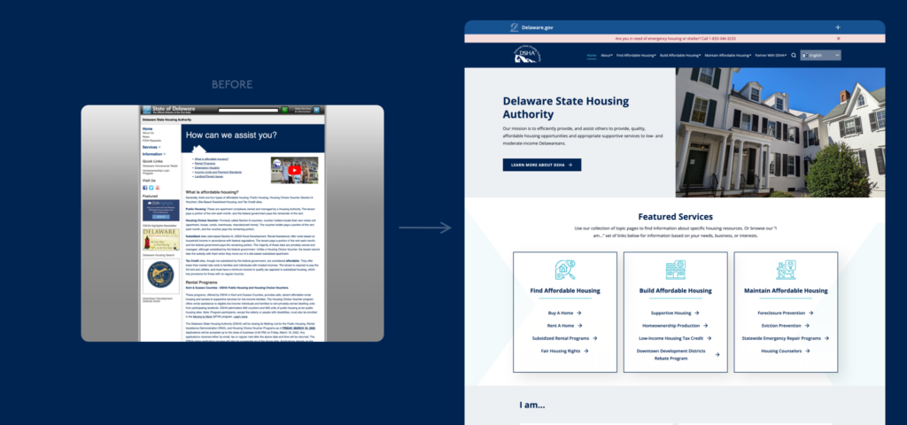 dsha home page before and after